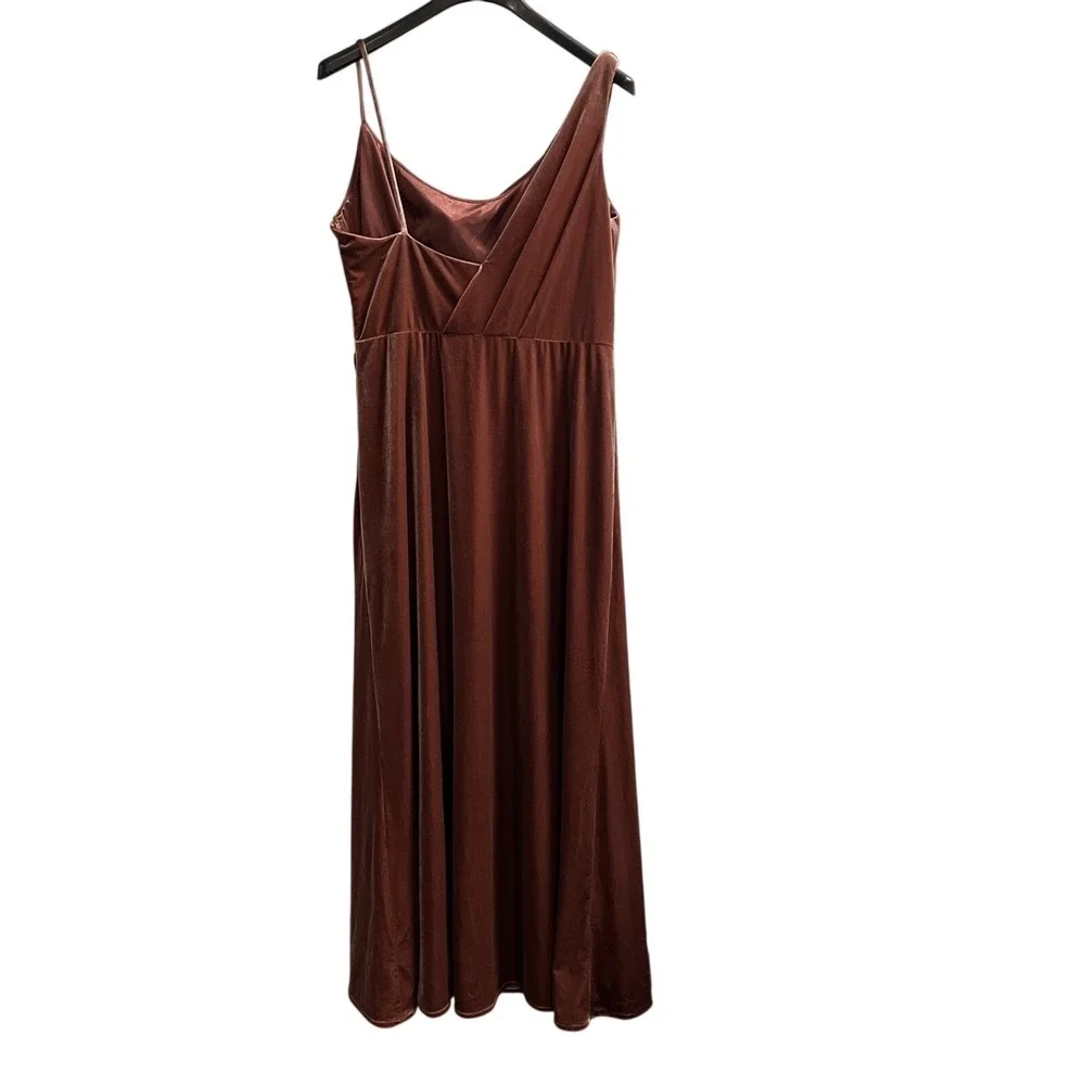 Reverly Maxine Velvet Dress Gown Dusty‎ Rose Size 18 Asymmetrical Drape Event